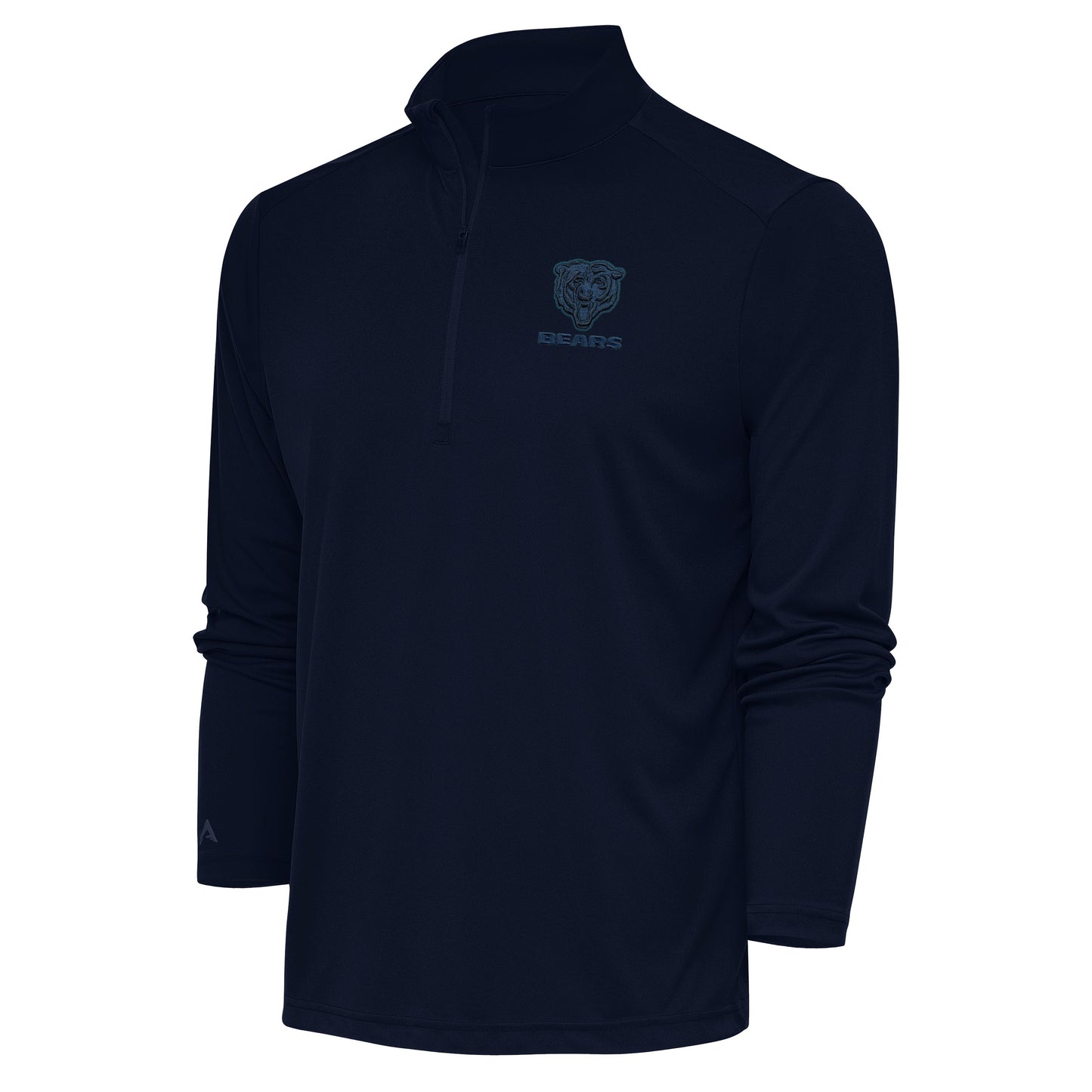 Men's Antigua Navy Chicago Bears Tonal Logo Tribute Quarter-Zip Pullover Top