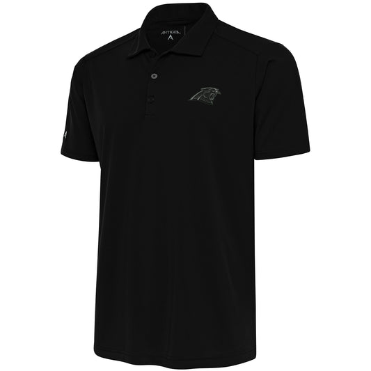 Men's Antigua Black Carolina Panthers Tonal Logo Tribute Polo