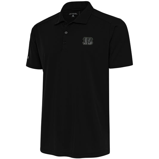 Men's Antigua Black Cincinnati Bengals Tonal Logo Tribute Polo