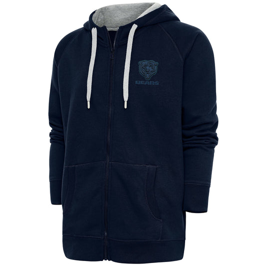Men's Antigua Navy Chicago Bears Tonal Logo Victory Full-Zip Hoodie