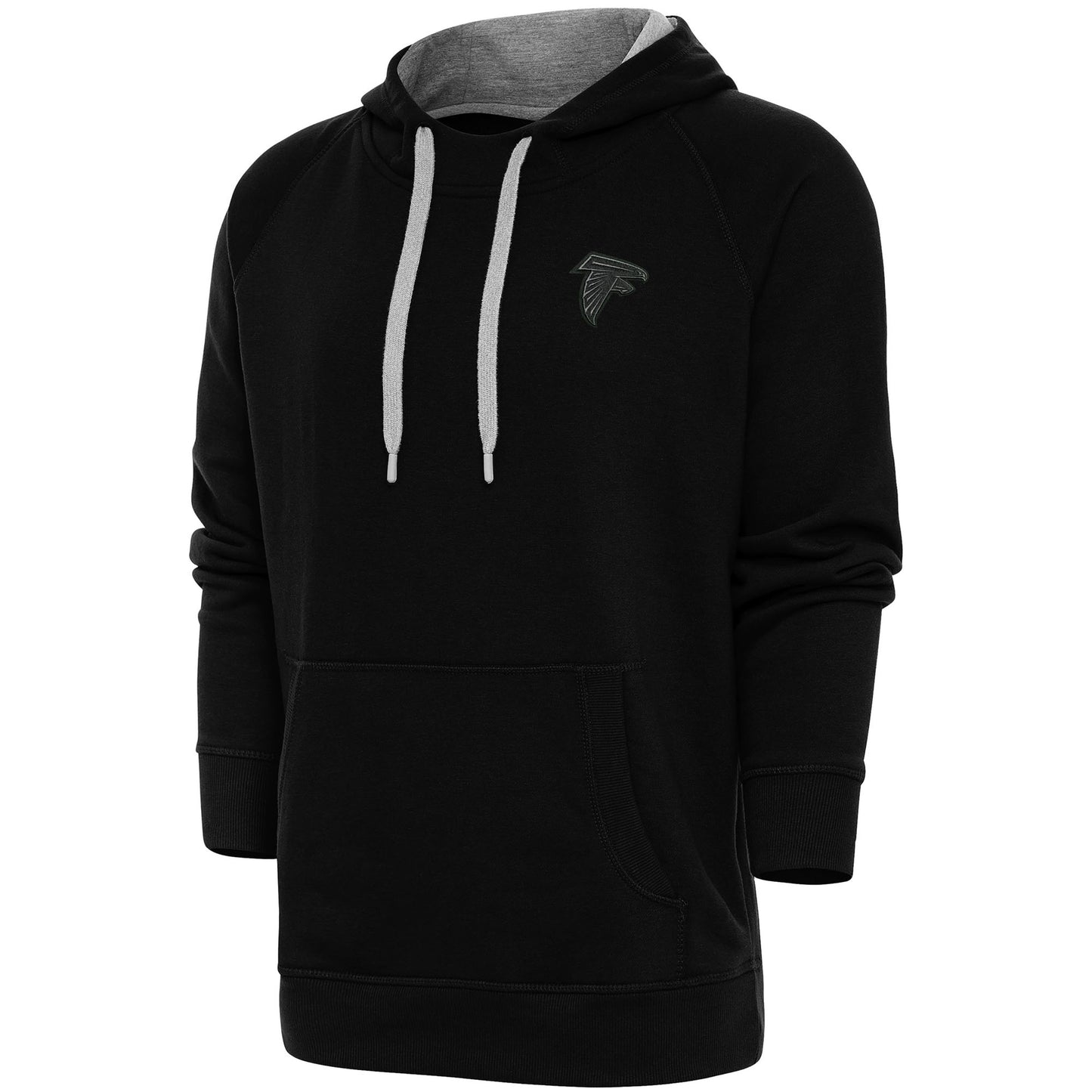 Men's Antigua Black Atlanta Falcons Tonal Logo Victory Pullover Hoodie