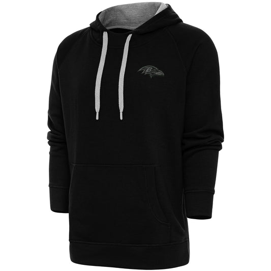 Men's Antigua Black Baltimore Ravens Tonal Logo Victory Pullover Hoodie