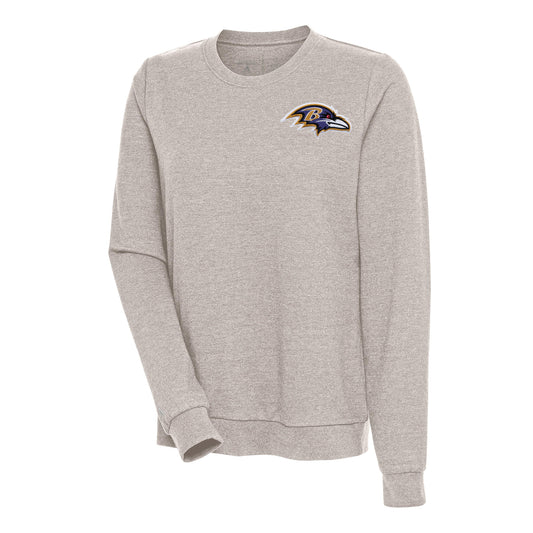 Women's Antigua Oatmeal Baltimore Ravens Logo Action Sweatshirt