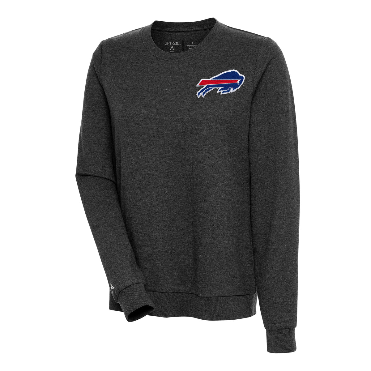 Women's Antigua Heather Black Buffalo Bills Logo Action Sweatshirt