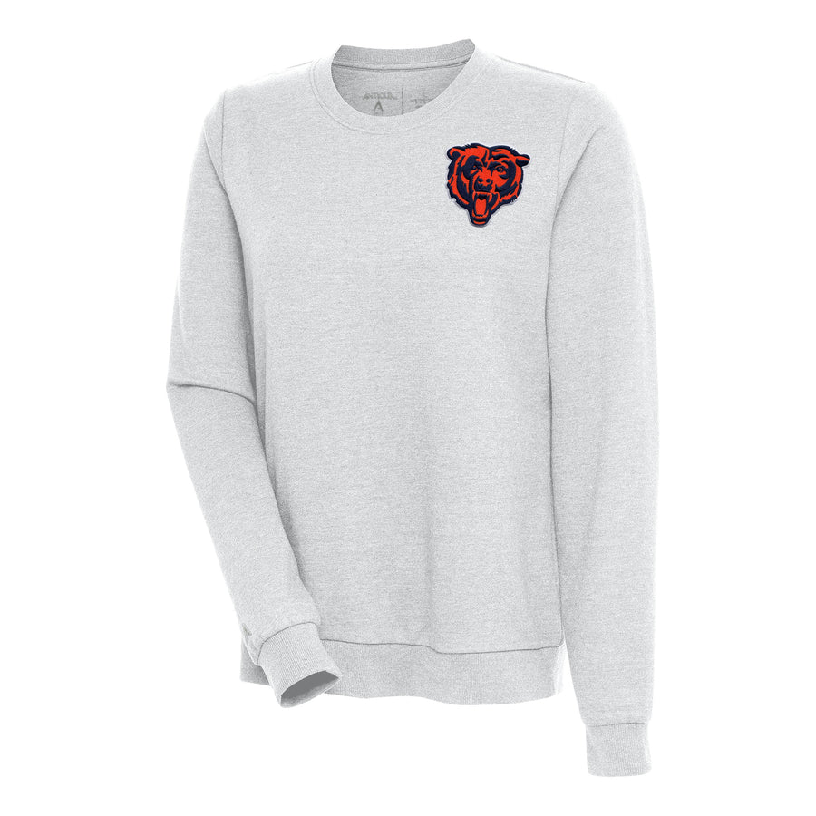 Women's Antigua Heather Gray Chicago Bears Team Mascot Action Sweatshirt