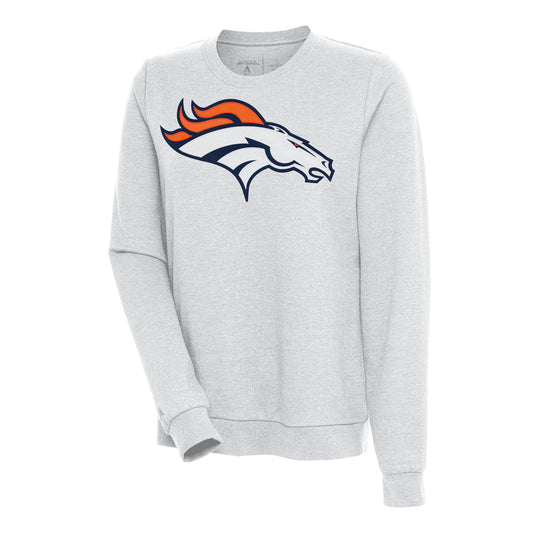 Women's Antigua Heather Gray Denver Broncos Action Sweatshirt