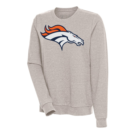 Women's Antigua Oatmeal Denver Broncos Action Sweatshirt