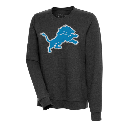 Women's Antigua Heather Black Detroit Lions Action Sweatshirt