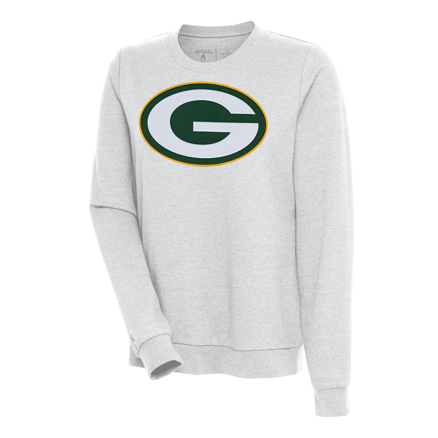 Women's Antigua Heather Gray Green Bay Packers Action Sweatshirt