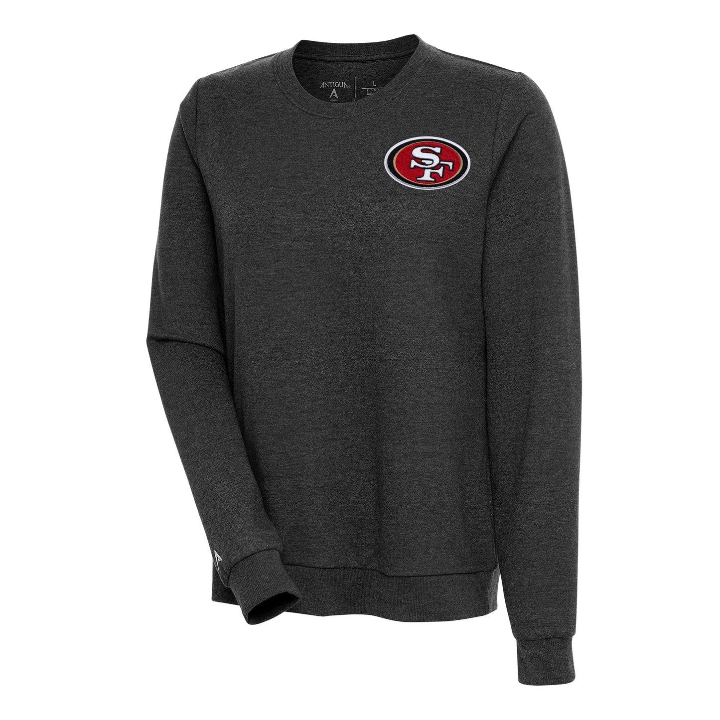 Women's Antigua Heather Black San Francisco 49ers Logo Action Sweatshirt