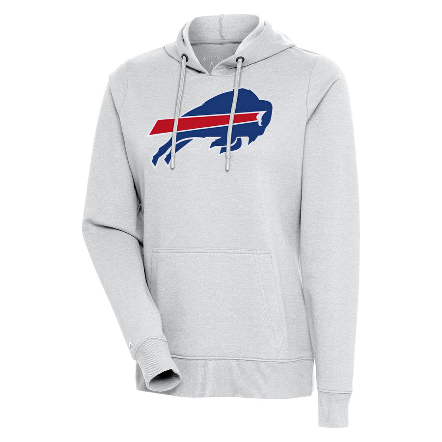 Women's Antigua Heather Gray Buffalo Bills Action Pullover Hoodie