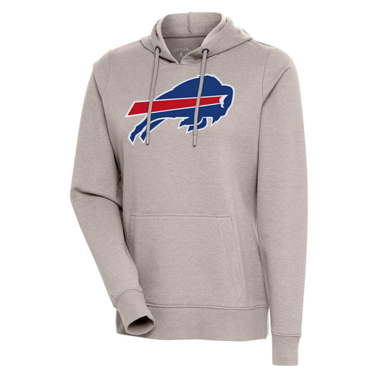 Women's Antigua Oatmeal Buffalo Bills Action Pullover Hoodie