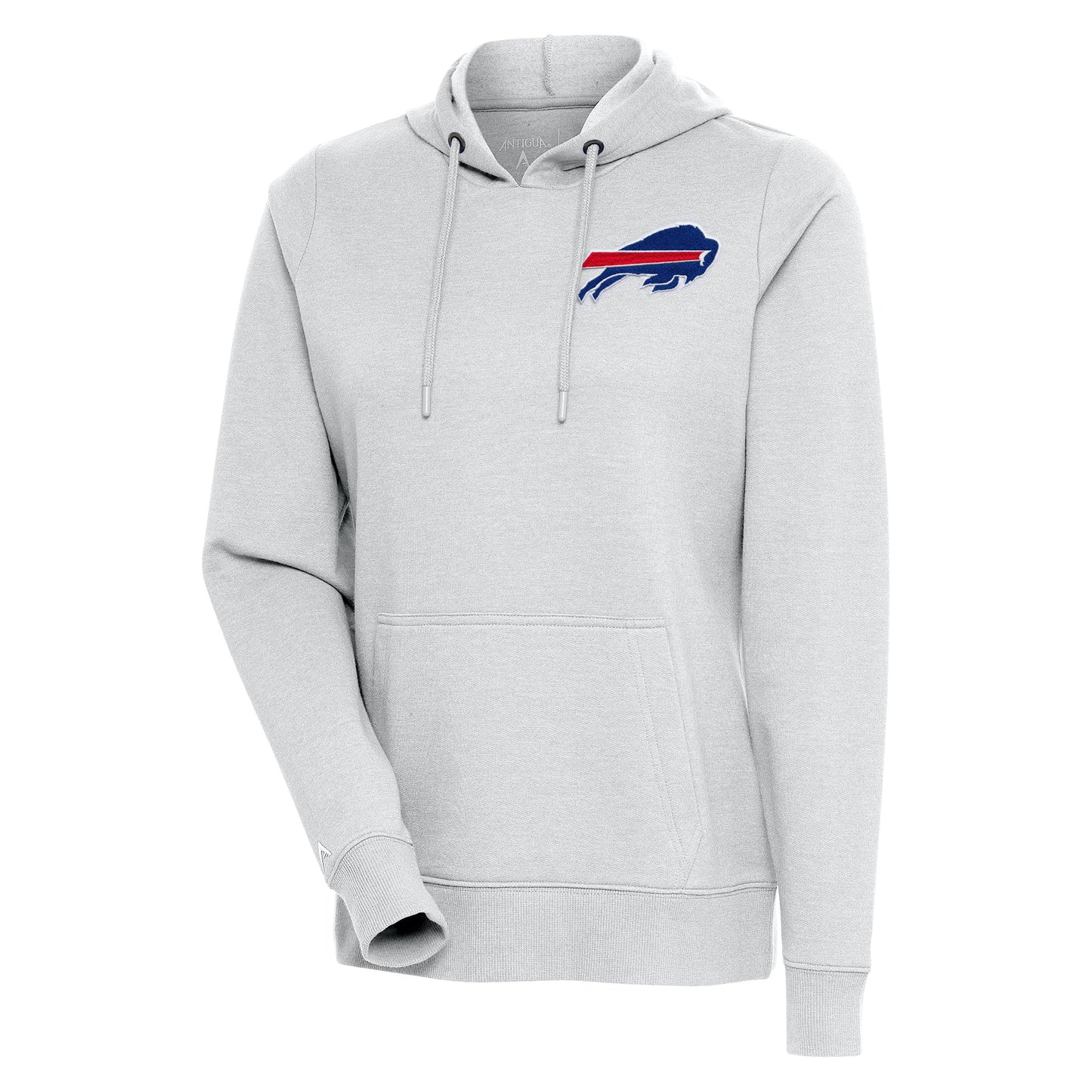 Women's Antigua Heather Gray Buffalo Bills Logo Action Pullover Hoodie