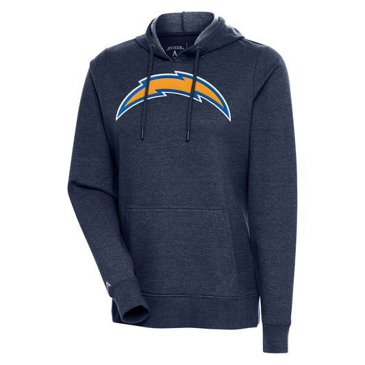 Women's Antigua Heather Navy Los Angeles Chargers Action Pullover Hoodie