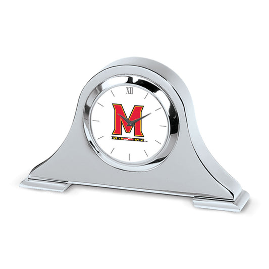 Silver Maryland Terrapins Logo Napoleon Desk Clock