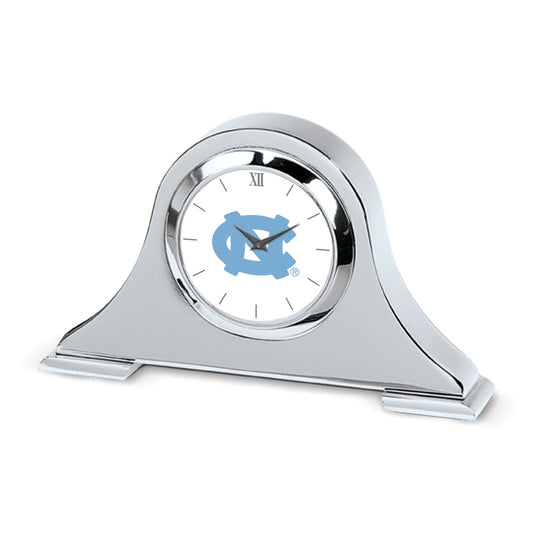 Silver North Carolina Tar Heels Logo Napoleon Desk Clock