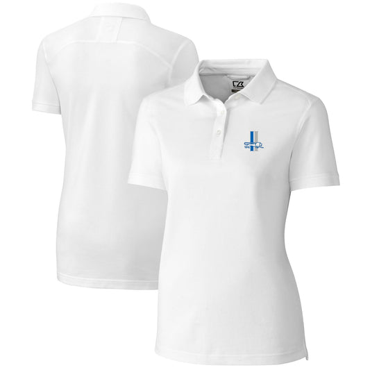 Women's Cutter & Buck White Detroit Lions Throwback Logo Advantage Tri-Blend Pique Polo