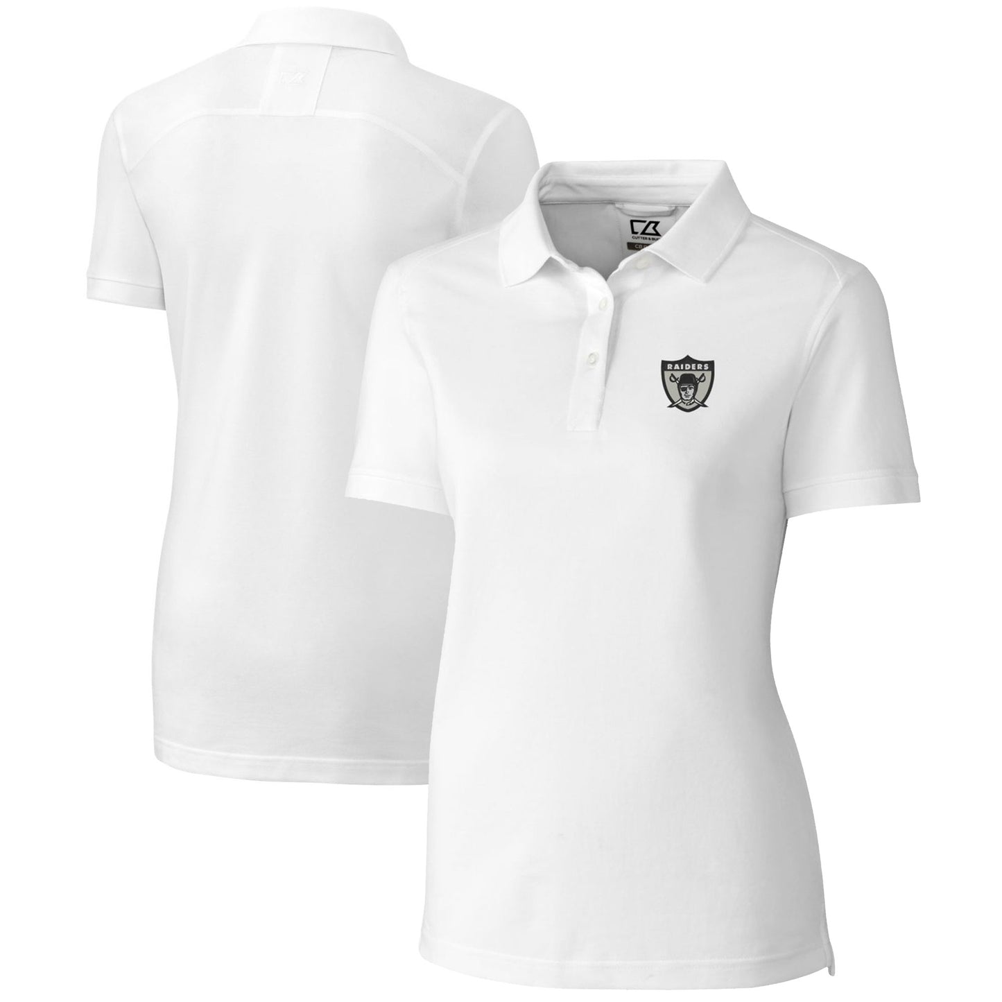 Women's Cutter & Buck White Las Vegas Raiders Throwback Logo Advantage Tri-Blend Pique Polo