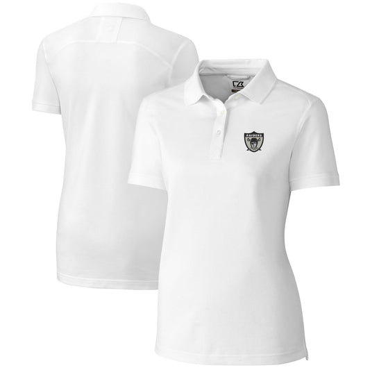 Women's Cutter & Buck White Las Vegas Raiders Throwback Logo Advantage Tri-Blend Pique Polo