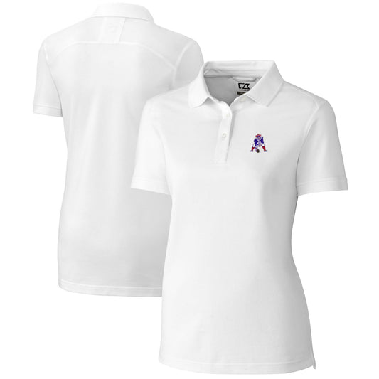 Women's Cutter & Buck White New England Patriots Throwback Logo Advantage Tri-Blend Pique Polo