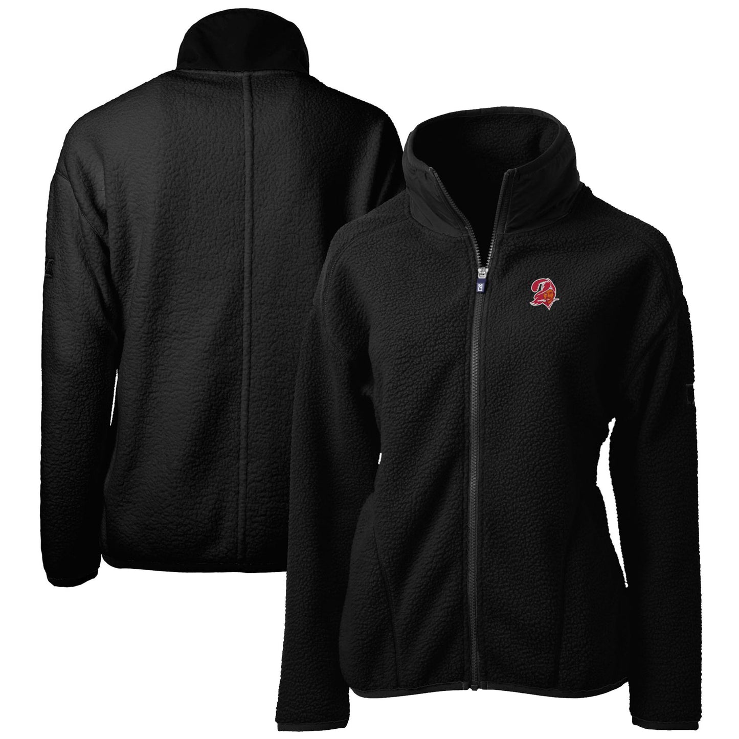 Women's Cutter & Buck Black Tampa Bay Buccaneers Throwback Logo Cascade Eco Sherpa Fleece Full-Zip Jacket