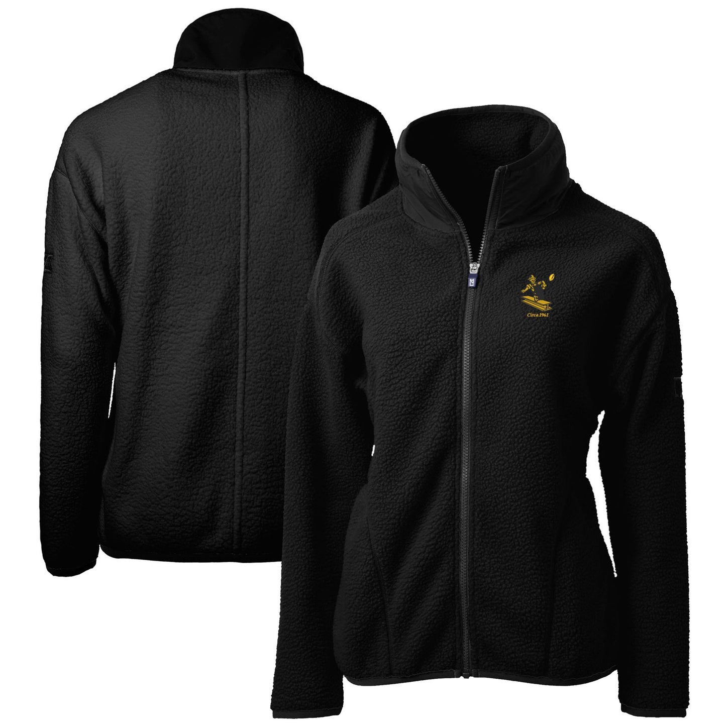 Women's Cutter & Buck Black Pittsburgh Steelers Throwback Logo Cascade Eco Sherpa Fleece Full-Zip Jacket