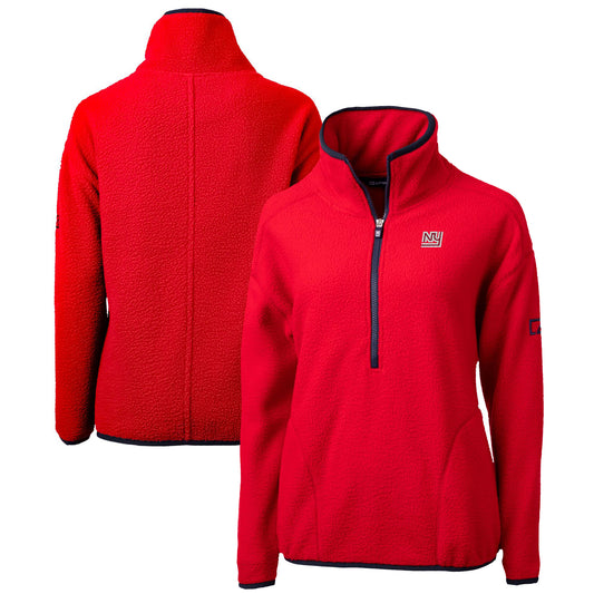 Women's Cutter & Buck Red New York Giants Throwback Logo Cascade Eco Sherpa Fleece Half-Zip Pullover Jacket