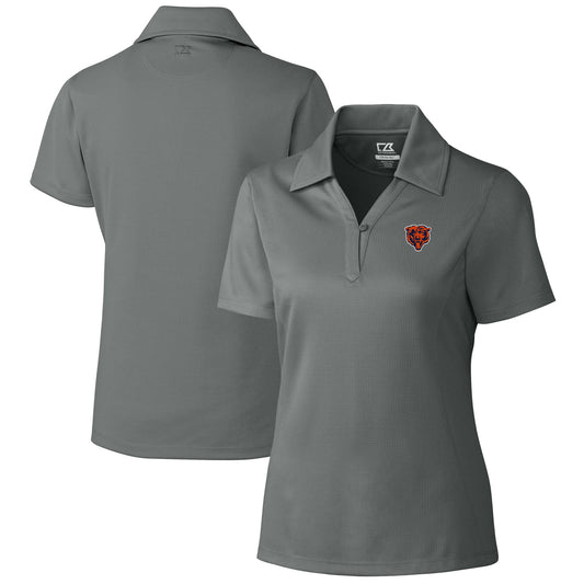 Women's Cutter & Buck Steel Chicago Bears Throwback Logo Genre DryTec Textured Polo