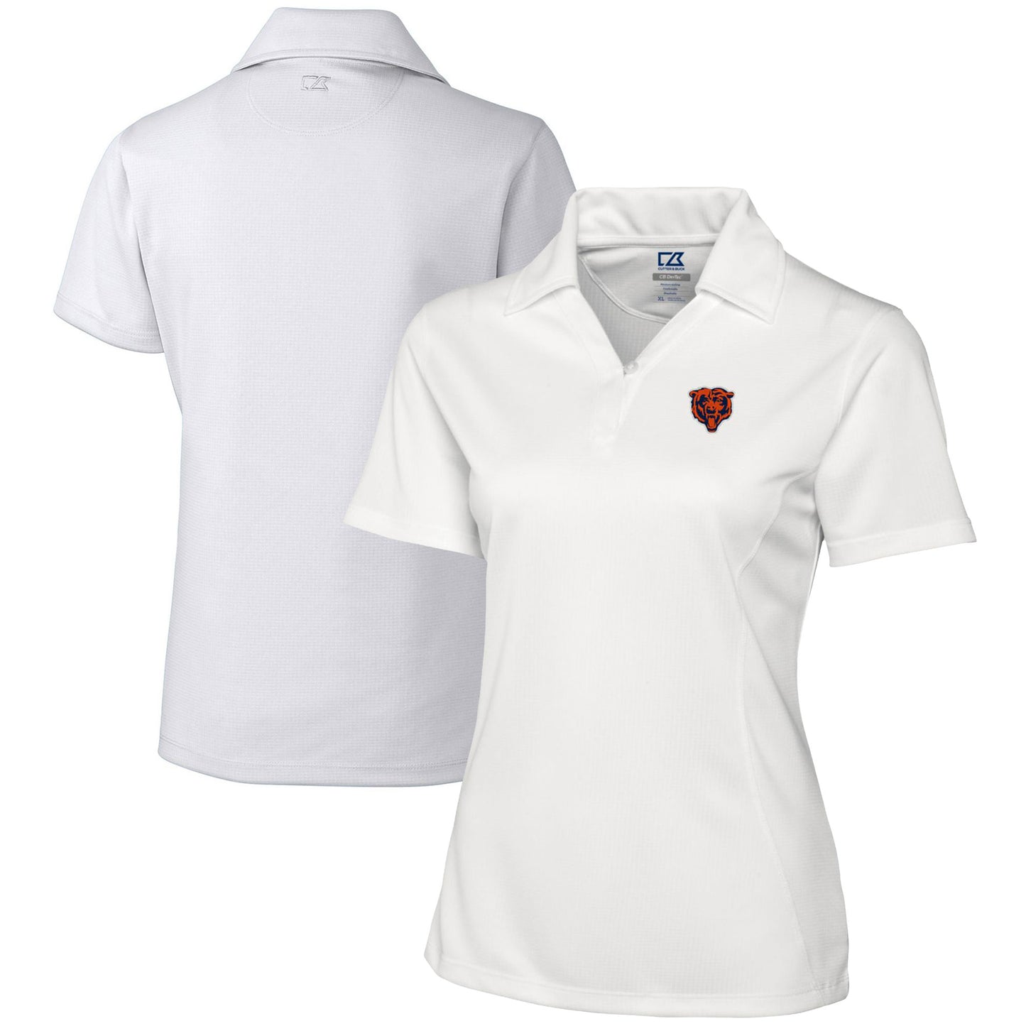 Women's Cutter & Buck White Chicago Bears Throwback Logo Genre DryTec Textured Polo