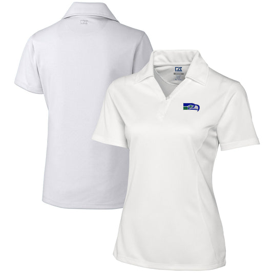 Women's Cutter & Buck White Seattle Seahawks Throwback Logo Genre DryTec Textured Polo