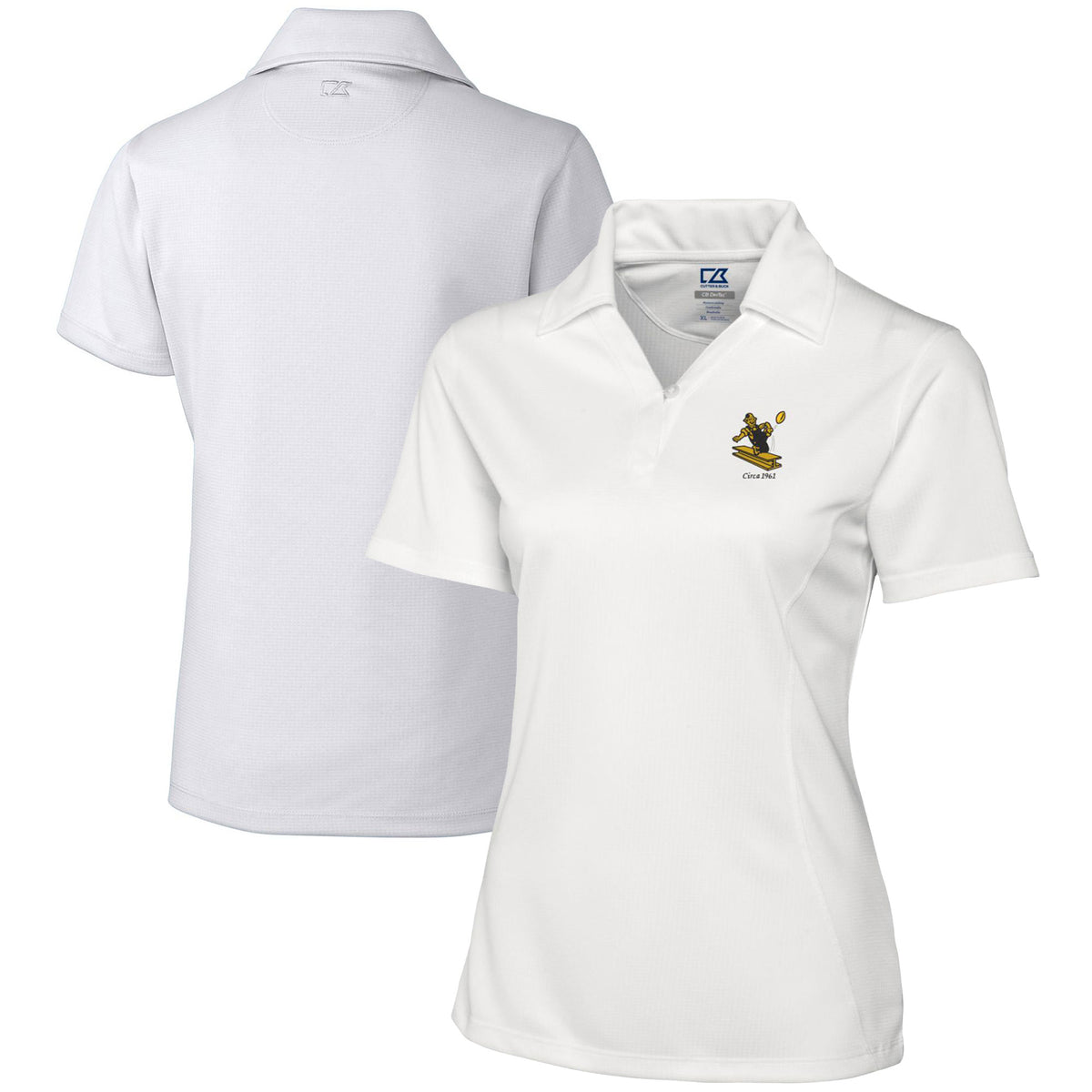 Women's Cutter & Buck White Pittsburgh Steelers Throwback Logo Genre DryTec Textured Polo