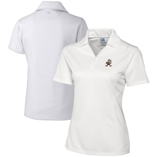 Women's Cutter & Buck White Cleveland Browns Throwback Logo Genre DryTec Textured Polo