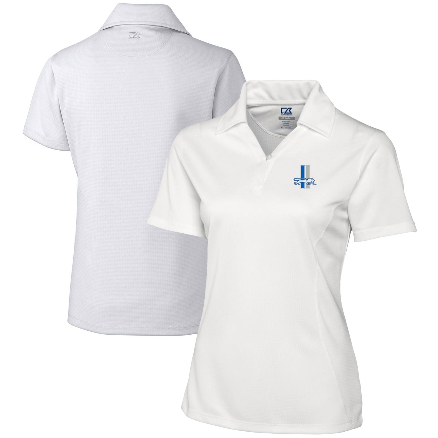 Women's Cutter & Buck White Detroit Lions Throwback Logo Genre DryTec Textured Polo
