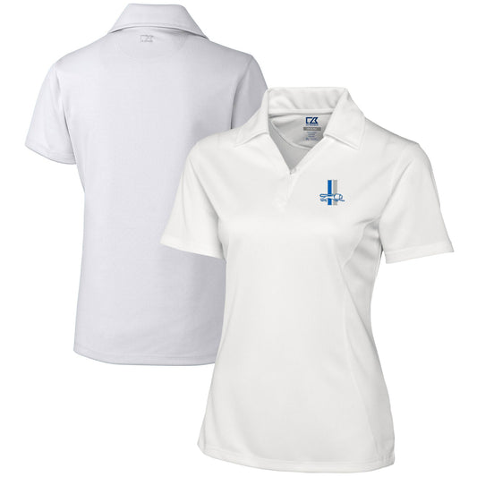 Women's Cutter & Buck White Detroit Lions Throwback Logo Genre DryTec Textured Polo