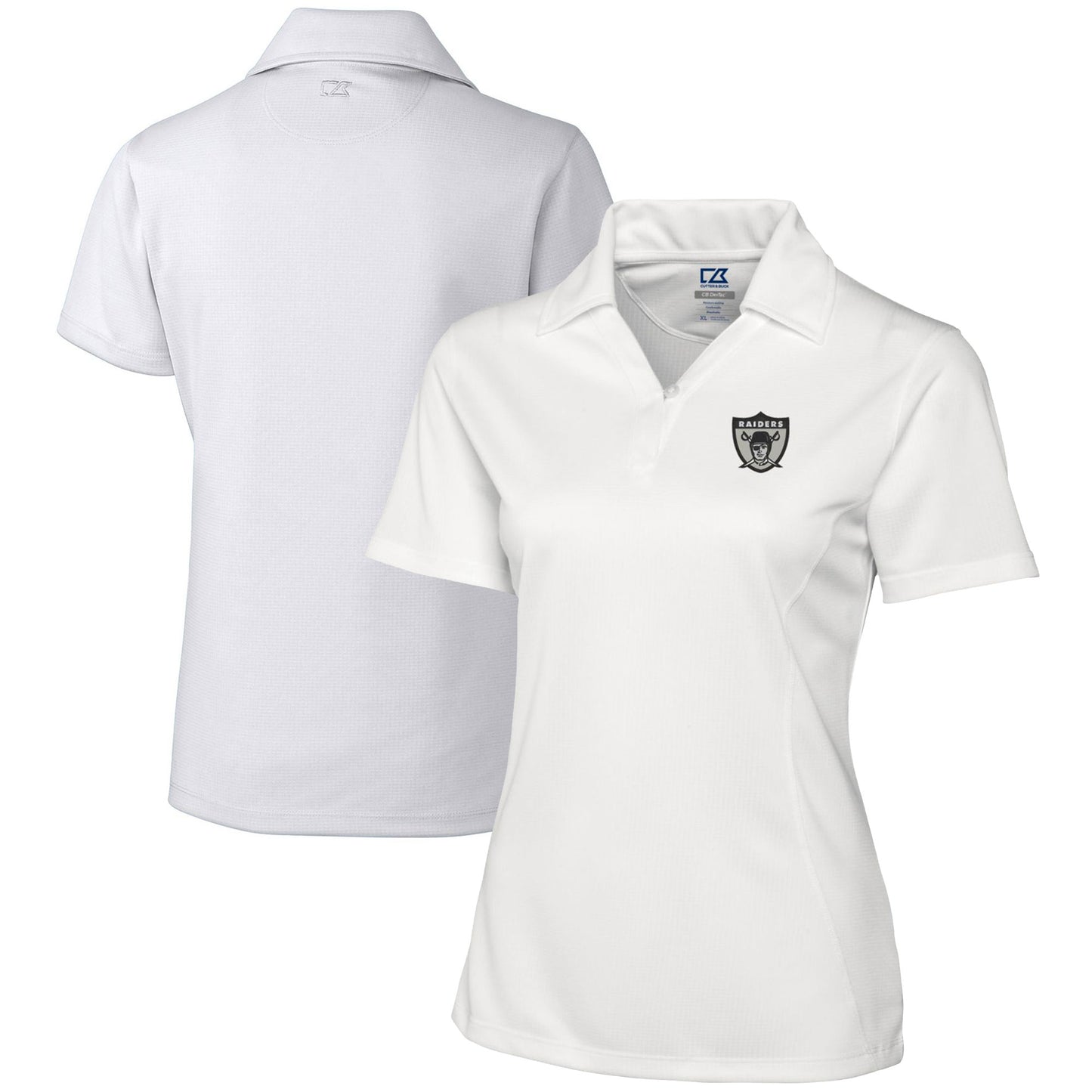 Women's Cutter & Buck White Las Vegas Raiders Throwback Logo Genre DryTec Textured Polo