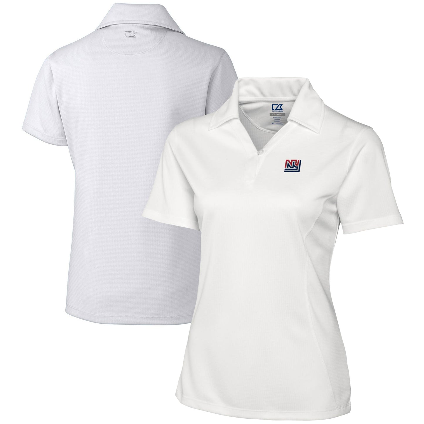 Women's Cutter & Buck White New York Giants Throwback Logo Genre DryTec Textured Polo