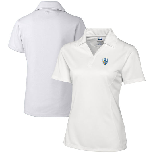 Women's Cutter & Buck White Los Angeles Chargers Throwback Logo Genre DryTec Textured Polo