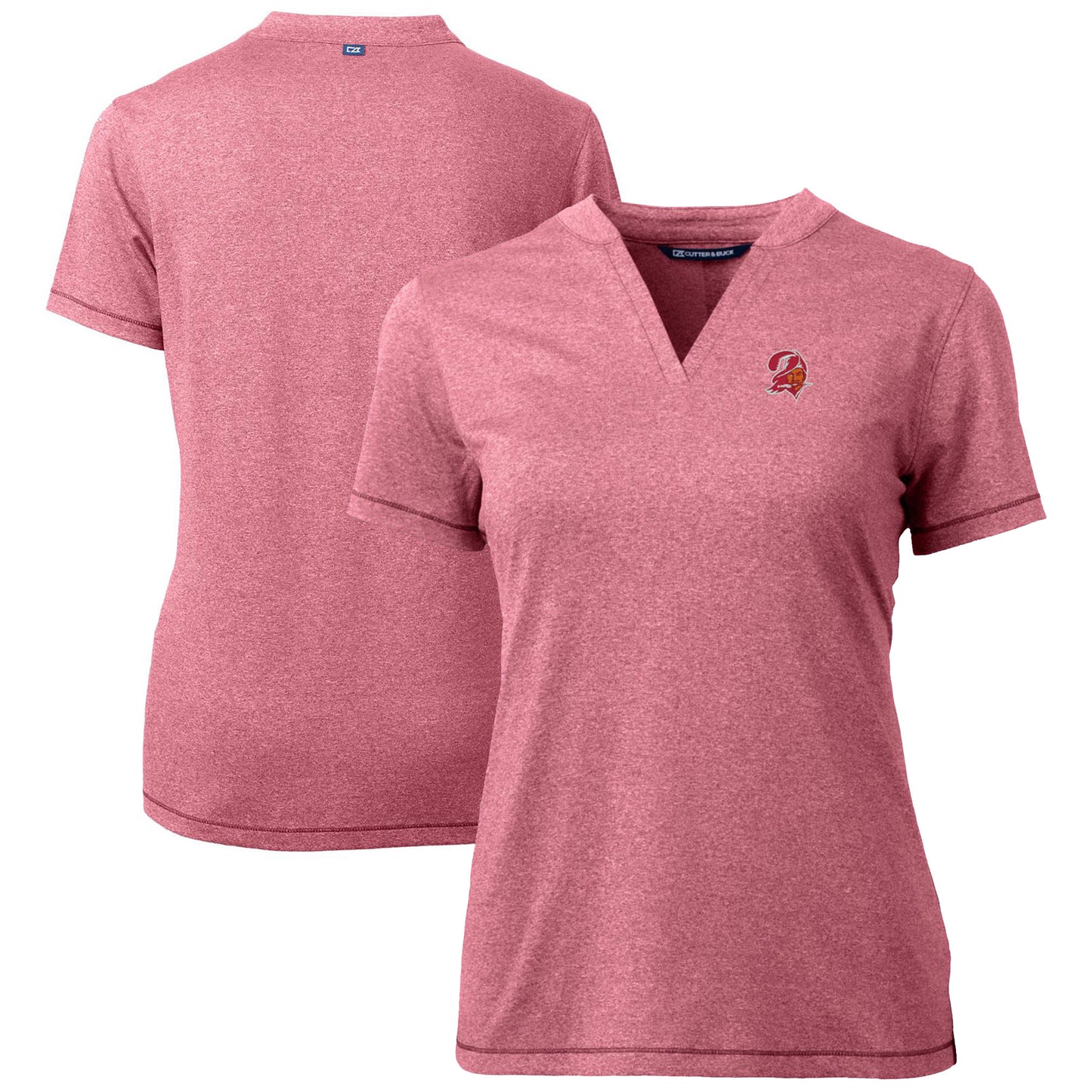 Women's Cutter & Buck Red Tampa Bay Buccaneers Throwback Logo Forge Blade V-Neck Polo