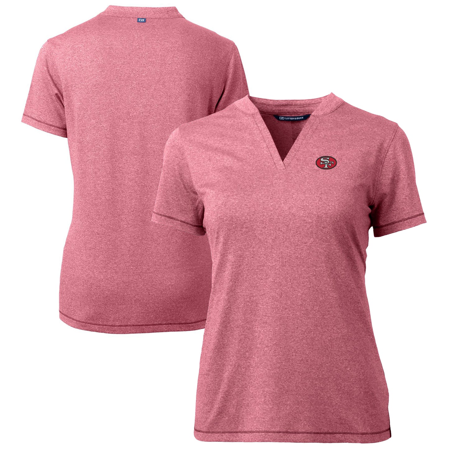 Women's Cutter & Buck Scarlet San Francisco 49ers Throwback Logo Forge Blade V-Neck Polo