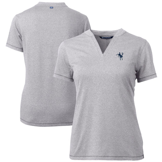 Women's Cutter & Buck Heather Gray Indianapolis Colts Throwback Logo Forge Blade V-Neck Polo