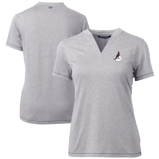 Women's Cutter & Buck Heather Gray Arizona Cardinals Throwback Logo Forge Blade V-Neck Polo