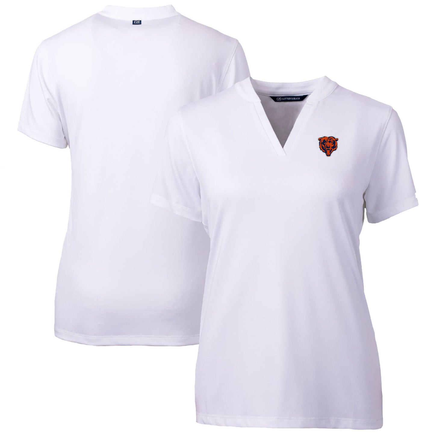 Women's Cutter & Buck White Chicago Bears Throwback Logo Forge Blade V-Neck Polo