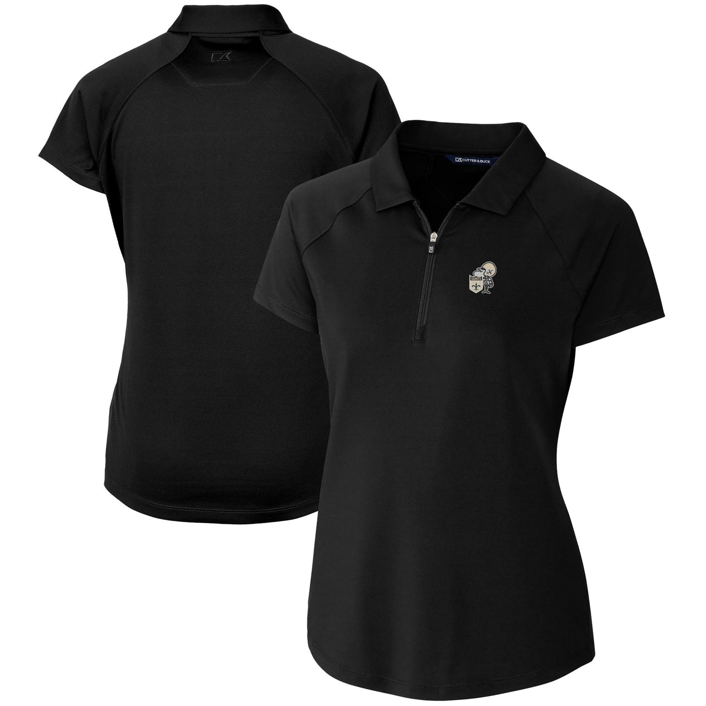 Women's Cutter & Buck Black New Orleans Saints Throwback Logo Forge Stretch Polo