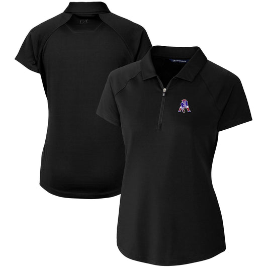 Women's Cutter & Buck Black New England Patriots Throwback Logo Forge Stretch Polo