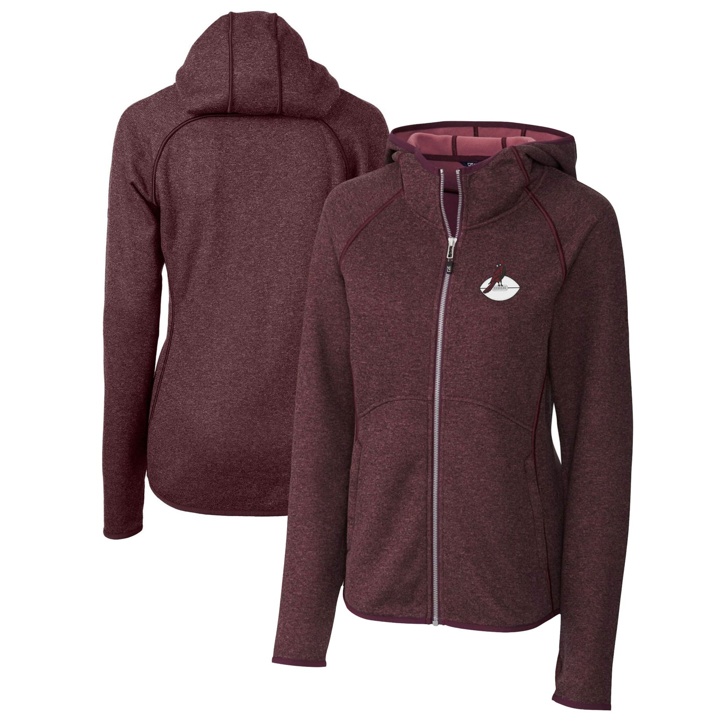 Women's Cutter & Buck Burgundy Arizona Cardinals Throwback Logo Mainsail Full-Zip Jacket