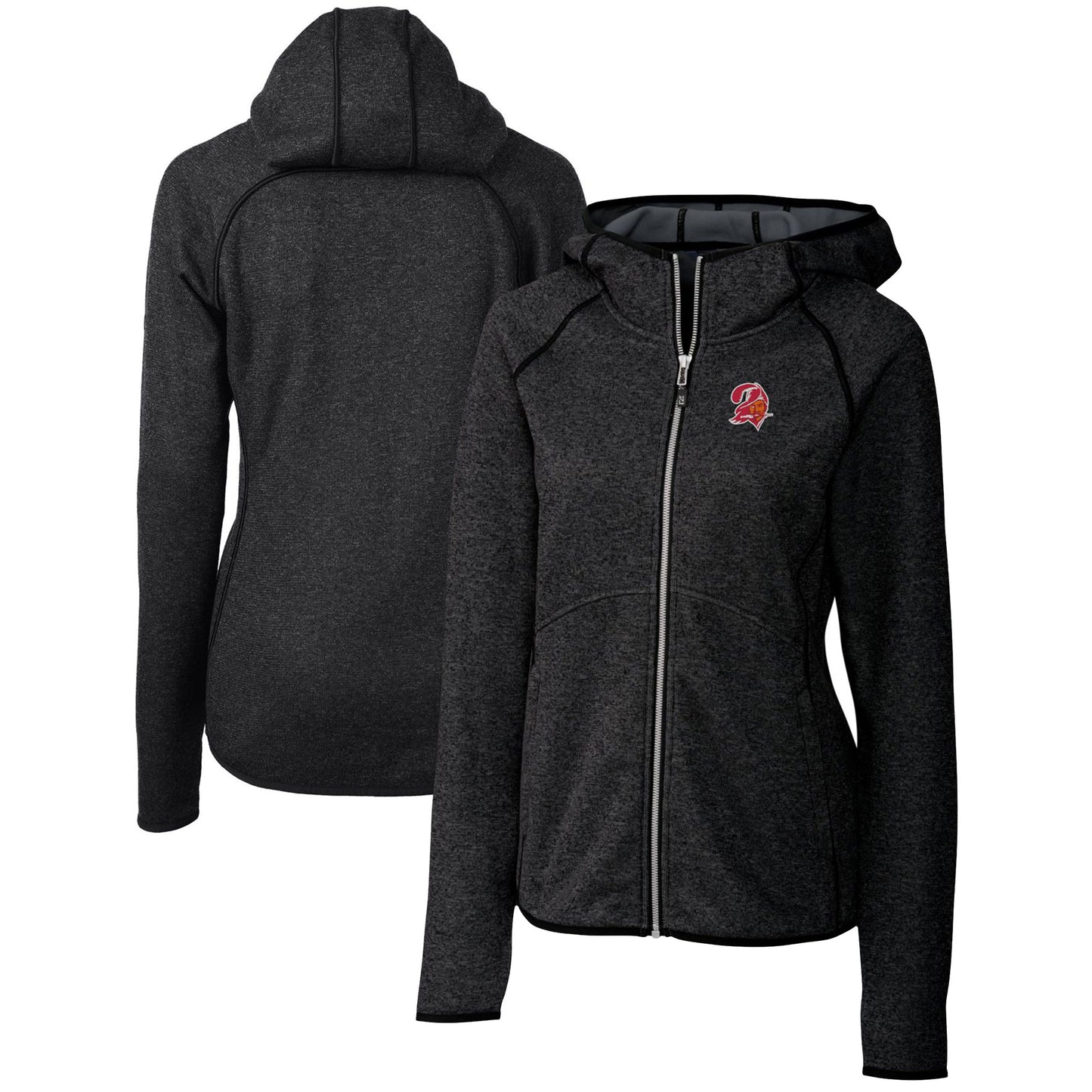 Women's Cutter & Buck Heather Charcoal Tampa Bay Buccaneers Throwback Logo Mainsail Full-Zip Jacket