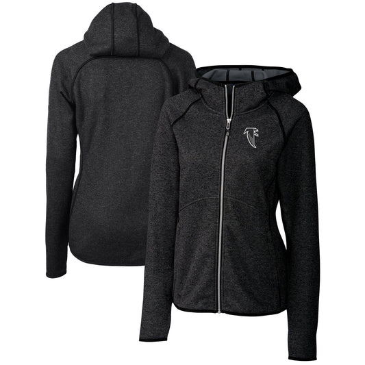 Women's Cutter & Buck Heather Charcoal Atlanta Falcons Throwback Logo Mainsail Full-Zip Jacket