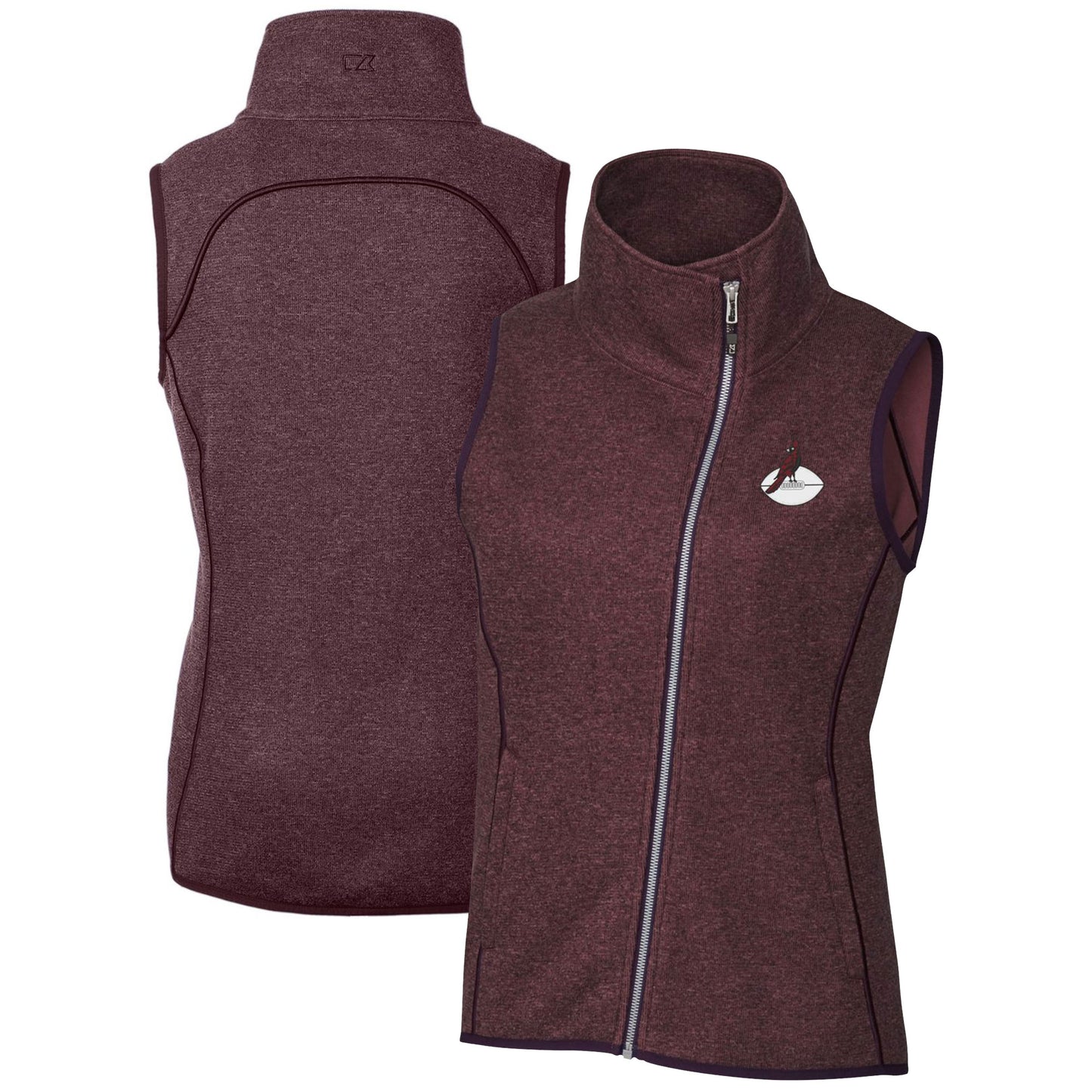 Women's Cutter & Buck Burgundy Arizona Cardinals Throwback Logo Mainsail Full-Zip Vest