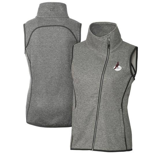 Women's Cutter & Buck Heather Gray Arizona Cardinals Throwback Logo Mainsail Full-Zip Vest