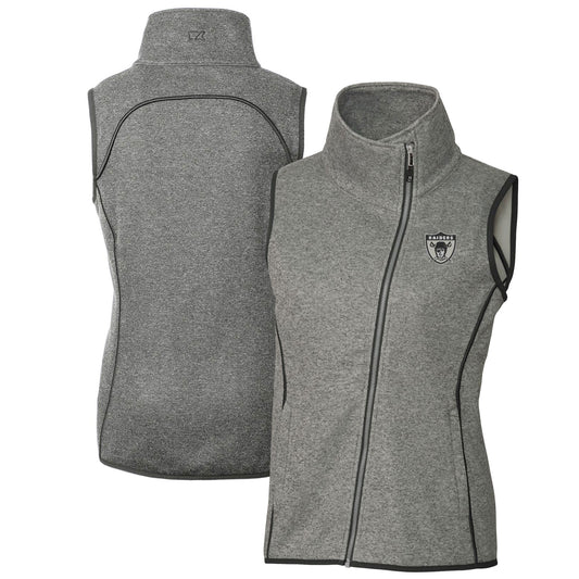 Women's Cutter & Buck Heather Gray Las Vegas Raiders Throwback Logo Mainsail Full-Zip Vest